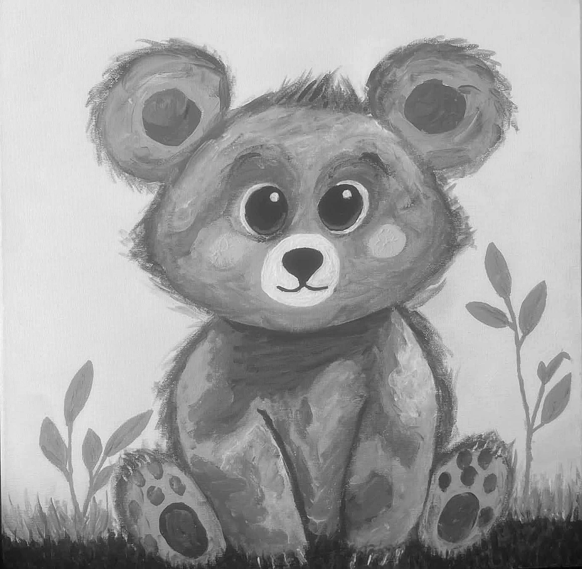 Bear in the Meadow, Acrylic on canvas, by Jennifer Curnuck