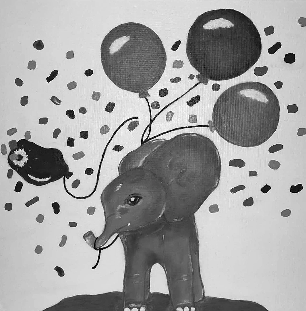 Three Balloons, Acrylic on canvas, by Jennifer Curnuck