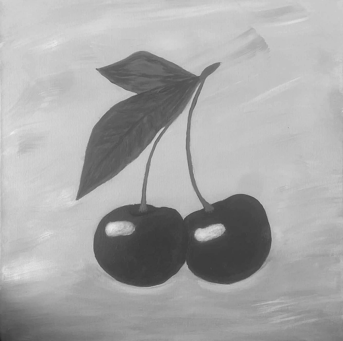 Two Cherries, Acrylic on canvas, by Jennifer Curnuck